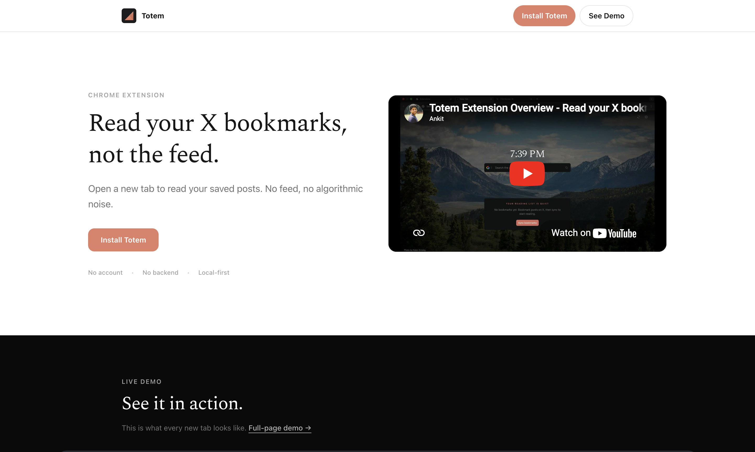 Totem — read your X bookmarks, not the feed